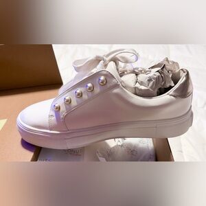 Matisse White Pearl-Studded Sneakers
